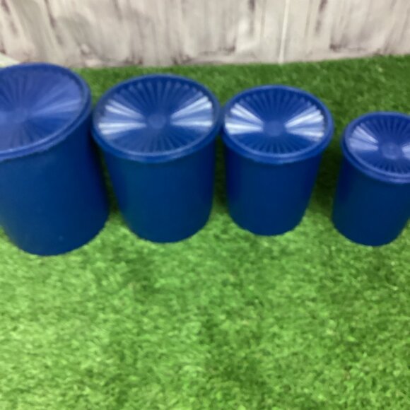 Vintage Tupperware Canister Containers Dark Blue With Lids (4) - Picture 10 of 16